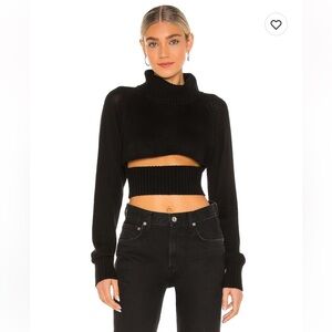 Black Turtleneck Cropped Sweater